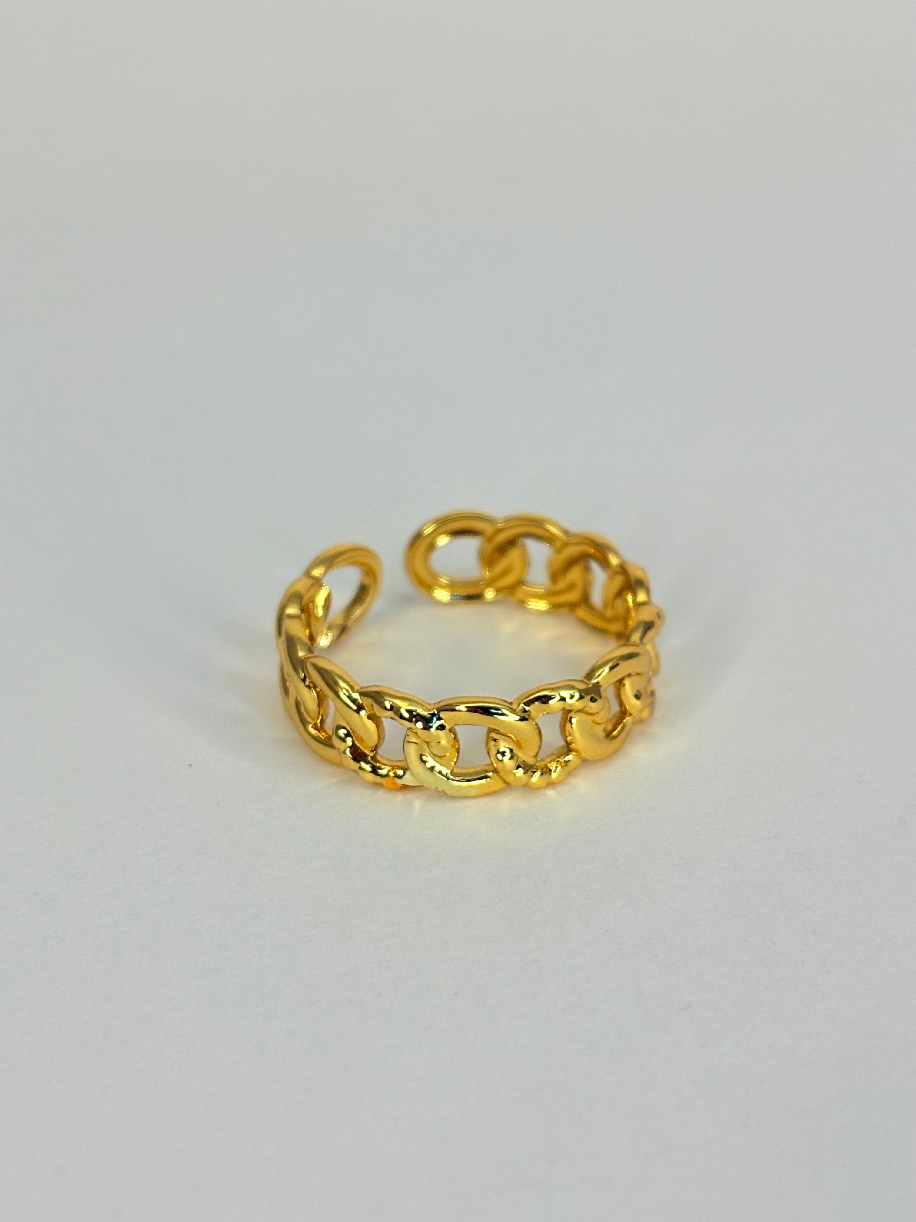 Gold Plated Anti Tarnish Adjustable Link Ring